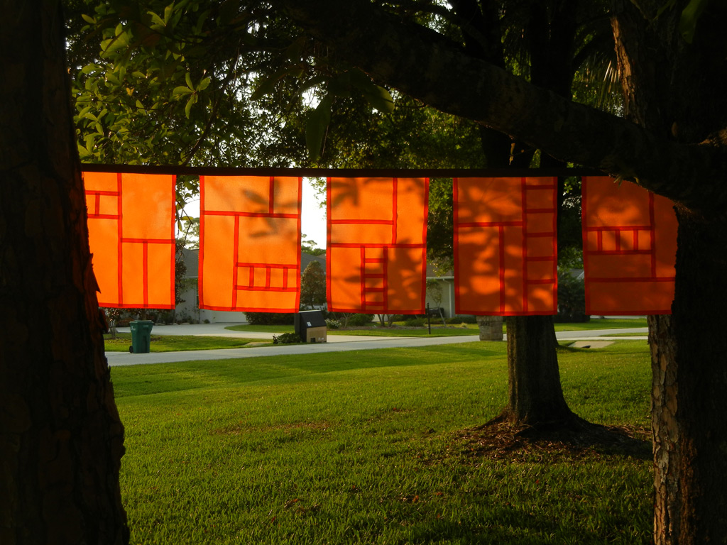 Art flags by Ellen Lindner, AdventureQuilter.com