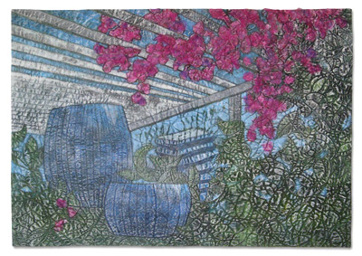 Image - pergola with pink blossoms hanging down