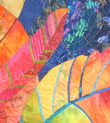 Image - colorful croton leaves on blue background