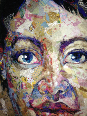 Shattered Faces (partial,) an art quilt by Kathryn Fox