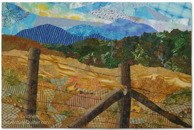 Mountain Meadow, an art quilt by Ellen Lindner, AdventureQuilter.com