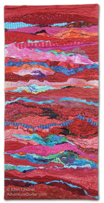 Red Strata, an art quilt by Ellen Lindner, AdventureQuilter.com