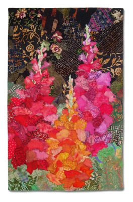 Image - red, orange, and pink flowers with dark backtround