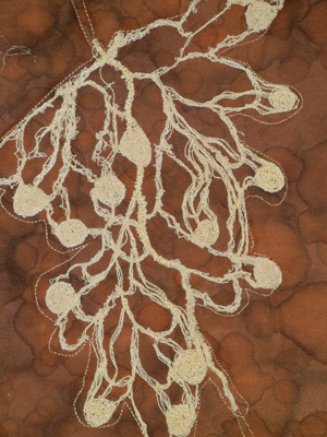 Image - cream stitching on brown background