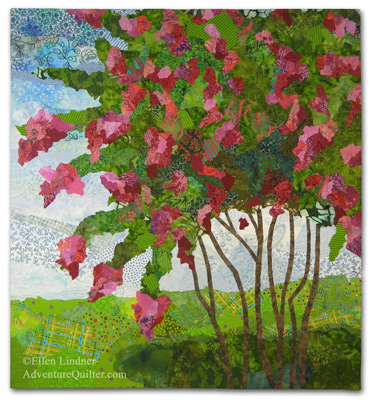 Summer in the South, an art quilt by Ellen Lindner.  AdventureQuilter.com