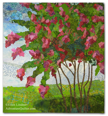 Summer in the South, an art quilt by Ellen Lindner.  AdventureQuilter.com