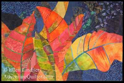 Image - colorful leaves on blue background