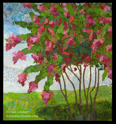 Summer in the South, an art quilt by Ellen Lindner, AdventureQuilter.com