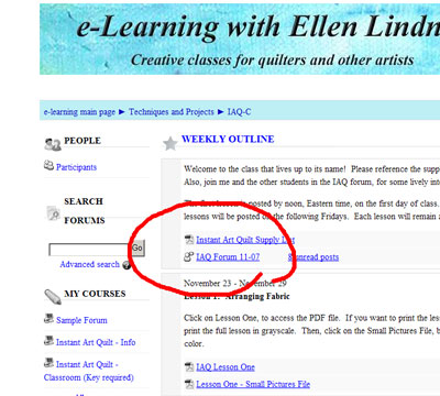 Screenshot showing link to forum