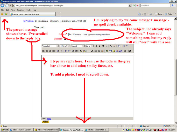 Screenshot showing Reply to Topic box.