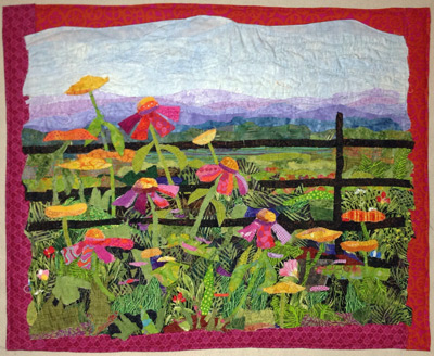 Susan Cornell's quilt, made in Ellen Lindner's online class, Design Your Own Nature Quilt.  AdventureQuilter.com