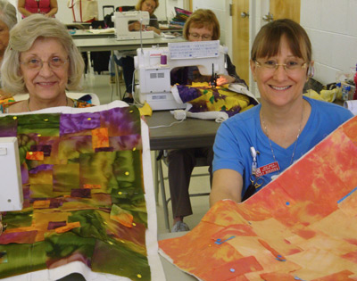 Cindy and Mary's Instant Art Quilts, in-progress, in a class with Ellen Lindner, adventurequilter.com