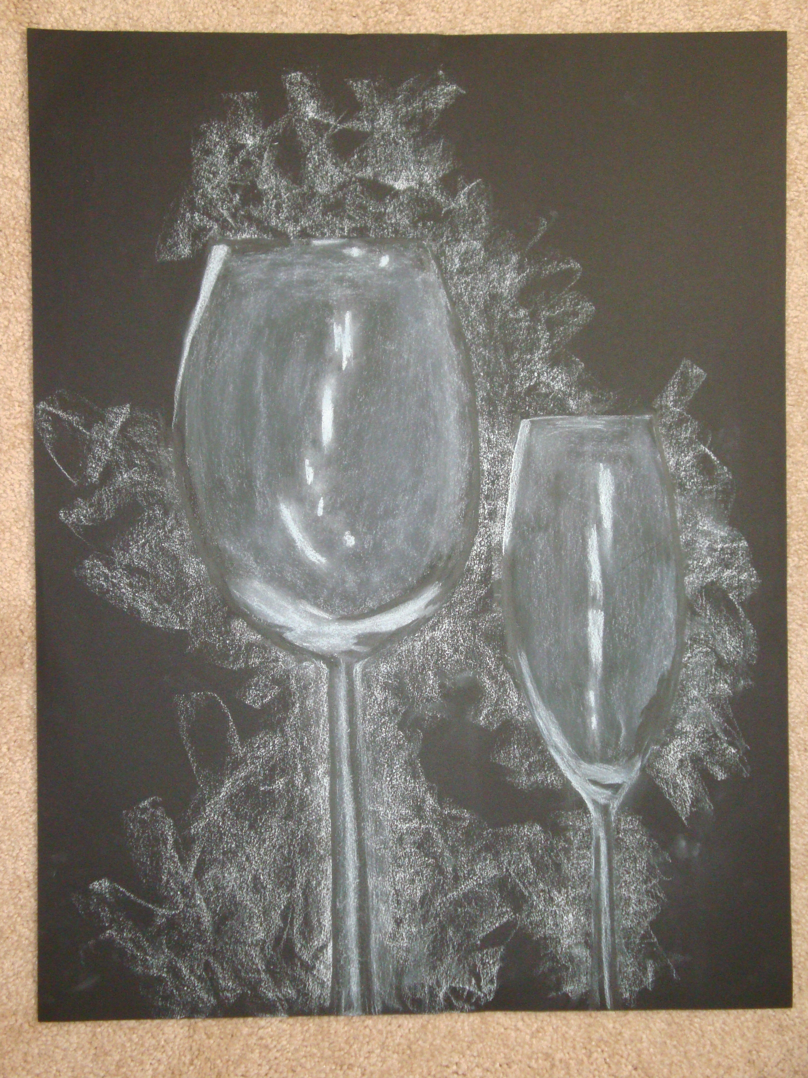 How to Draw Glass Using White Charcoal on Black Paper