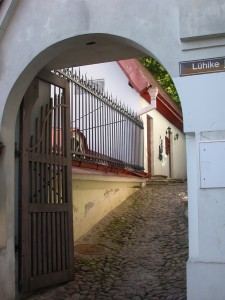 gateway and cobblestone street