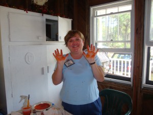 orange hands