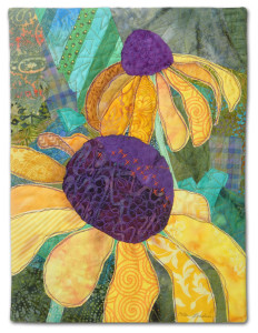 A Garden for Peggy, a small art quilt by Ellen Lindner, AdventureQuilter.com