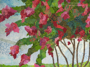 Summer in the South, detail, an art quilt by Ellen Lindner, AdventureQuilter.com