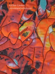 Curly Crotons, stitched digital print by Ellen Lindner. AdventureQuilter.com
