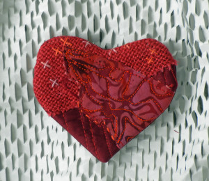 Fabric heart made by Ellen Lindner, AdventureQuilter.com/blog