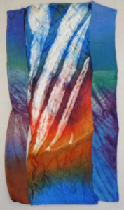 Lava to the Sea, in-progress.  An art quilt by Ellen Lindner.  AdventureQuilter.com