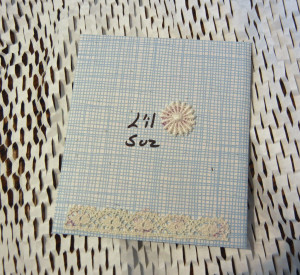 A card and envelope made by Ellen Lindner.  AdventureQuilter.com/blog