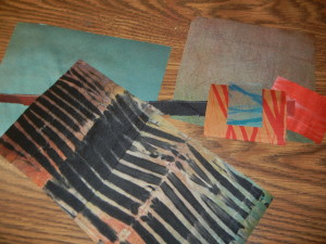 A fabric postcard in-progress.  Ellen Lindner, AdventureQuilter.com/blog