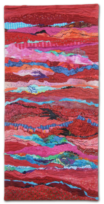 Red Strata, an art quilt by Ellen Lindner. AdventureQuilter.com