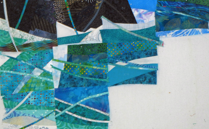 Ellen Lindner abstracts a coastal view. AdventureQuilter.com/blog