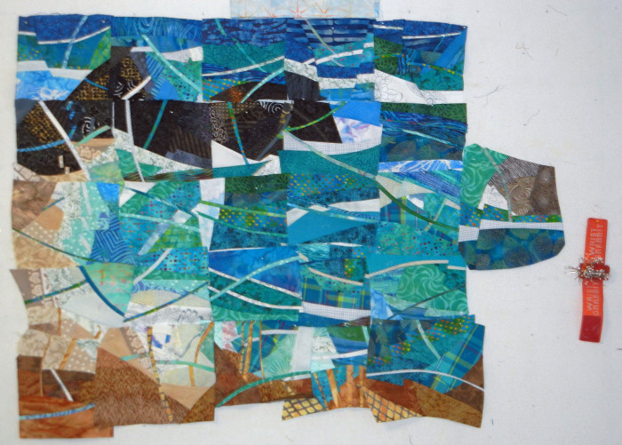 Ellen Lindner abstracts a coastal view. AdventureQuilter.com/blog