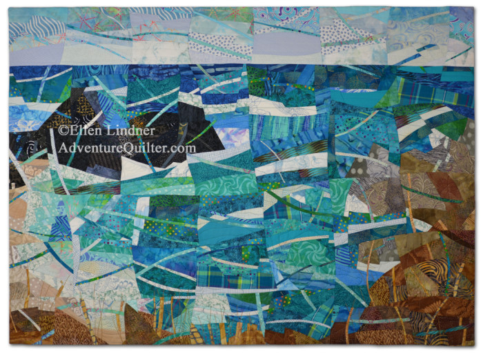 Coastal Overlook, an art quilt by Ellen Lindner. AdventureQuilter.com/blog