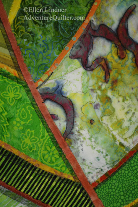 Florida Native #1 - detail, an art quilt by Ellen Lindner. AdventureQuilter.com