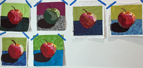 Lots of Apples in Palm Harbor. Ellen Lindner's "Double Reverse Applique" class, AdventureQuilter.com/blog