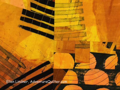 An Honest Endeavor - detail, an art quilt by Ellen Lindner. AdventureQuilter.com