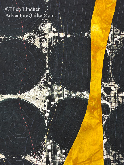 The Way it Goes - detail, by Ellen Lindner. AdventureQuilter.com