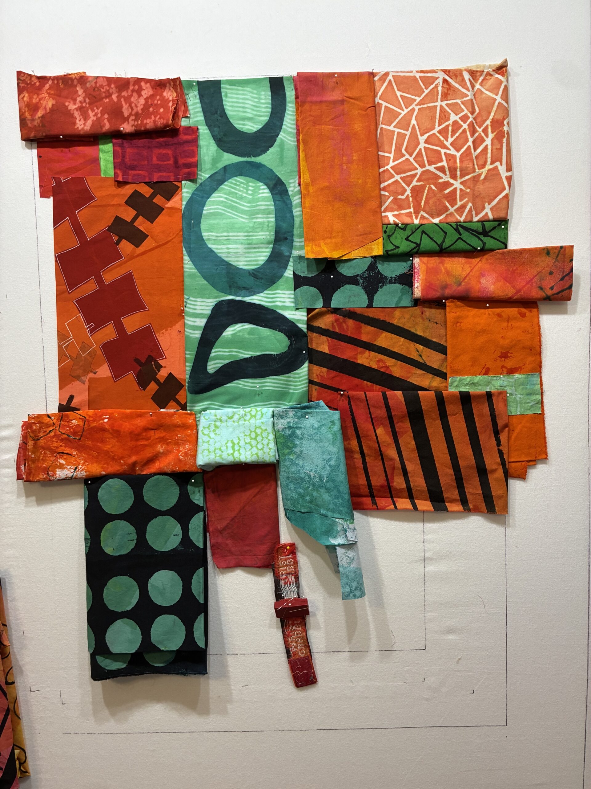 Orange and Green Detours. Ellen Lindner, AdventureQuilter.com/blog