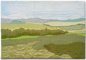 Summer Fields, a small art quilt by Ellen Lindner. AdventureQuilter.com