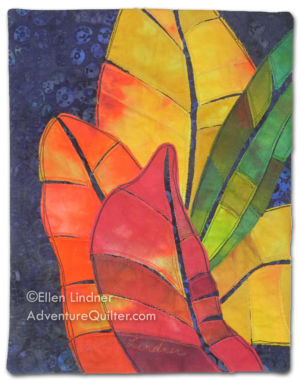 Croton Leaves #3, by Ellen Lindner. AdventureQuilter.com