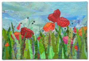 Garden Party, a small art quilt by Ellen Lindner. AdventureQuilter.com