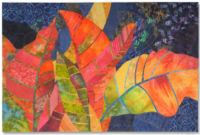 Crotons, an art quilt by Ellen Lindner. AdventureQuilter.com