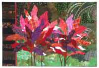 Ti Plants A-Glow-Glow, an art quilt by Ellen Lindner. AdventureQuilter.com