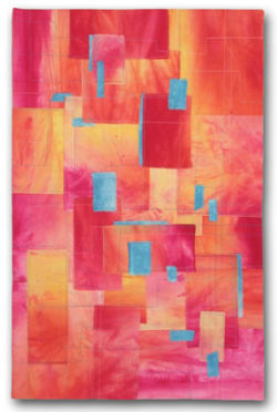 Solar Flair, a sample for Ellen Lindner's Instant Art Quilt class. AdventureQuilter.com