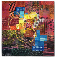 Happy Family "Happy Family" complete. An art quilt by Ellen Lindner. AdventureQuilter.com/blog