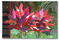 Ti Plants A-Glow-Glow, an art quilt by Ellen Lindner. AdventureQuilter.com