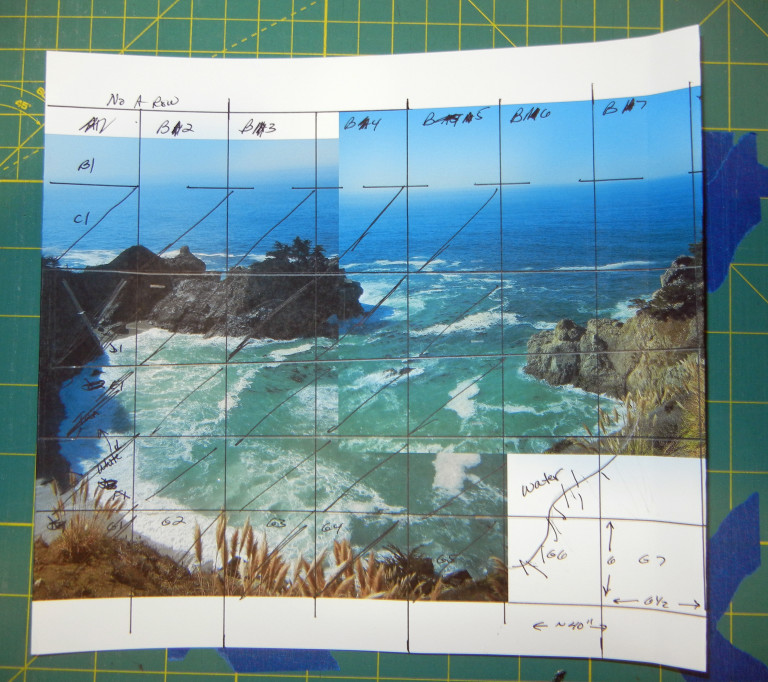 Inspiration photo with grid applied. Ellen Lindner, AdventureQuilter.com