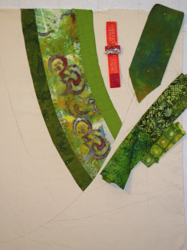 Ellen Lindner starting 2 green quilts. AdventureQuilter.com