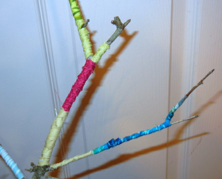 Fabric-wrapped twig. Ellen Lindner, AdventureQuilter.com/blog