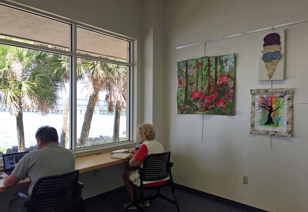 Fiber art exhibit in Melbourne, FL. Ellen Lindner, AdventureQuilter.com/blog