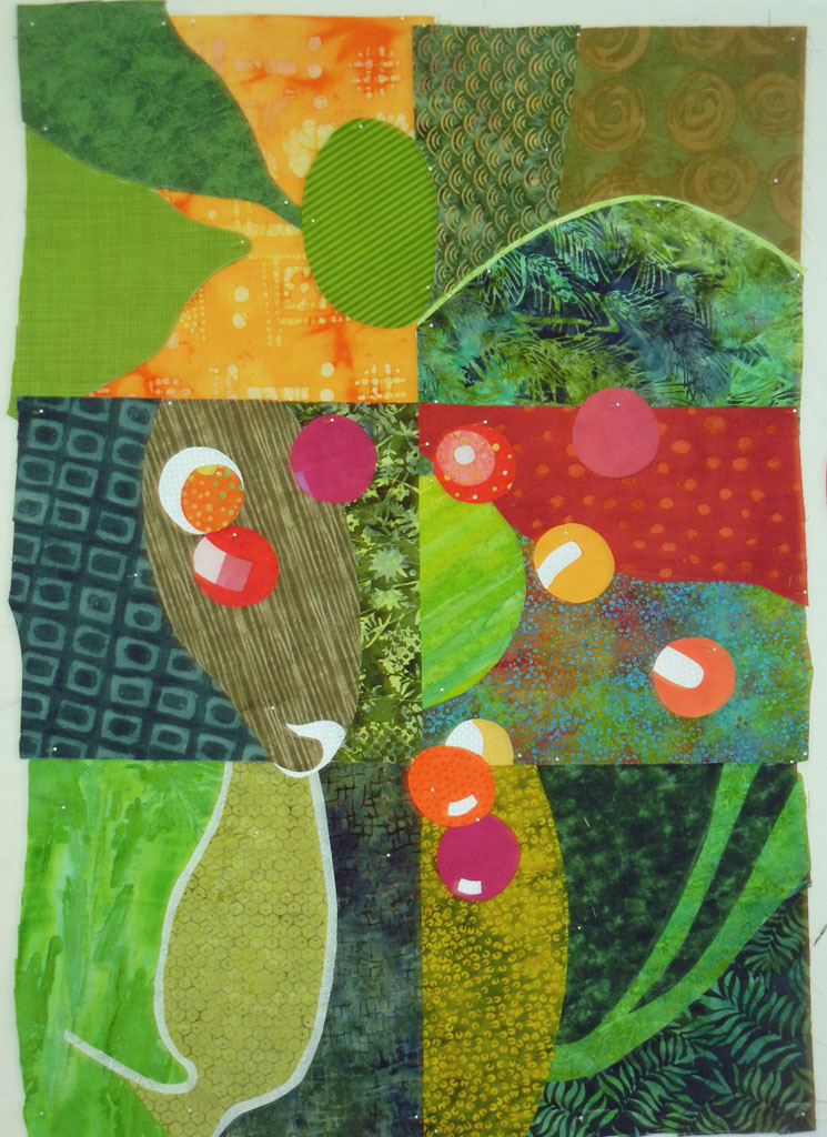 Abstract Piece In-Progress. Ellen Lindner, AdventureQuilter.com/blog