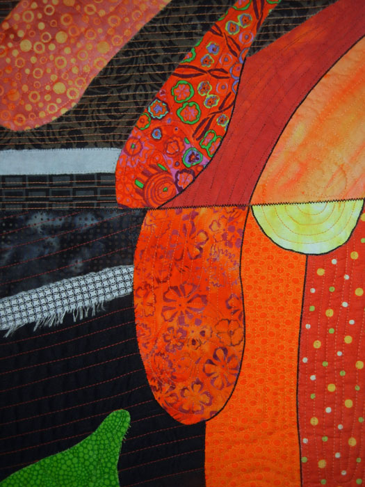 Working on my Flame Vine Quilt. Ellen Lindner, AdventureQuilter.com/blog