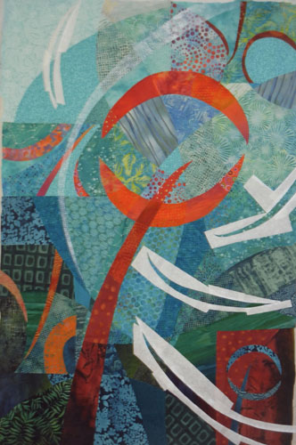 Painting on a quilt: GULP. Ellen Lindner, AdventureQuilter.com/blog